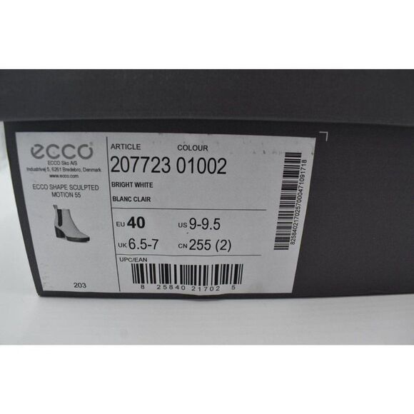 ECCO Womens Sz EU 40 US 9-9.5 Shape Motion 55 Bright White Leather Chelsea Boots - Picture 12 of 12
